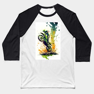 Dirt Bike Paint Splash Style Baseball T-Shirt